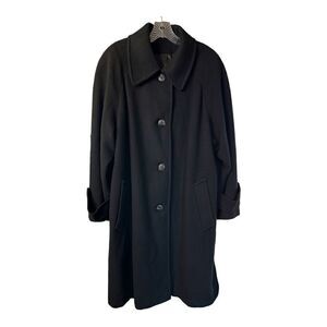 REGENCY Cashmere Button Down Coat Vintage Black Long Dolman Sleeves Womens 14